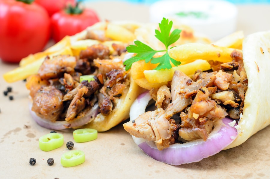 Pita wrap with meat and vegetables — placeholder photo, to be replaced with real Effie's Taqueria photography